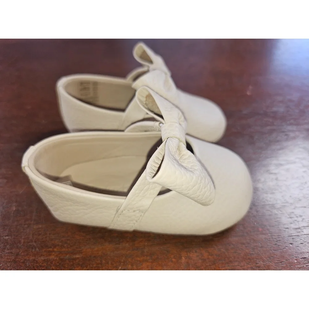 Elephantito Baby Girls Ballerina Shoes Bow Leather Blush Infant US Size 4‎ M